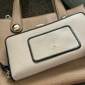 Tan Kate Spade Stewart Street Satchel and Nude Wallet